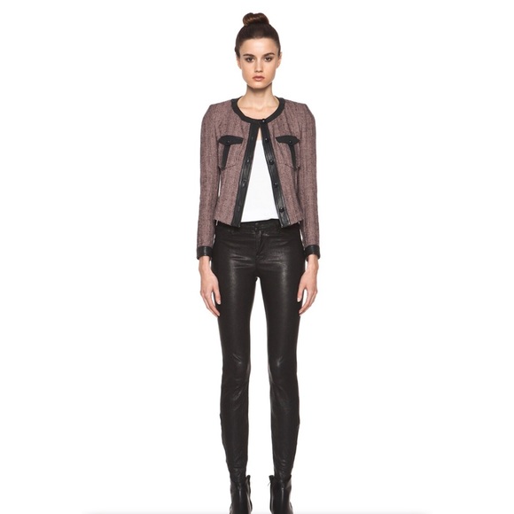 ISABEL MARANT Kacie Wool-Blend Tweed Jacket in Dusty Pink Small XS - Picture 2 of 5